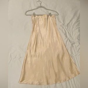 Aritzia midi yellow satin slip skirt